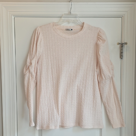 dorose Tops - Chicwish Women's Blush Textured Long Sleeve Top
